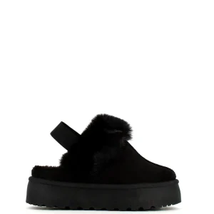 Cinders Shoe Heaven Slippers*Cinders Edit Faux Fur Slingback Black