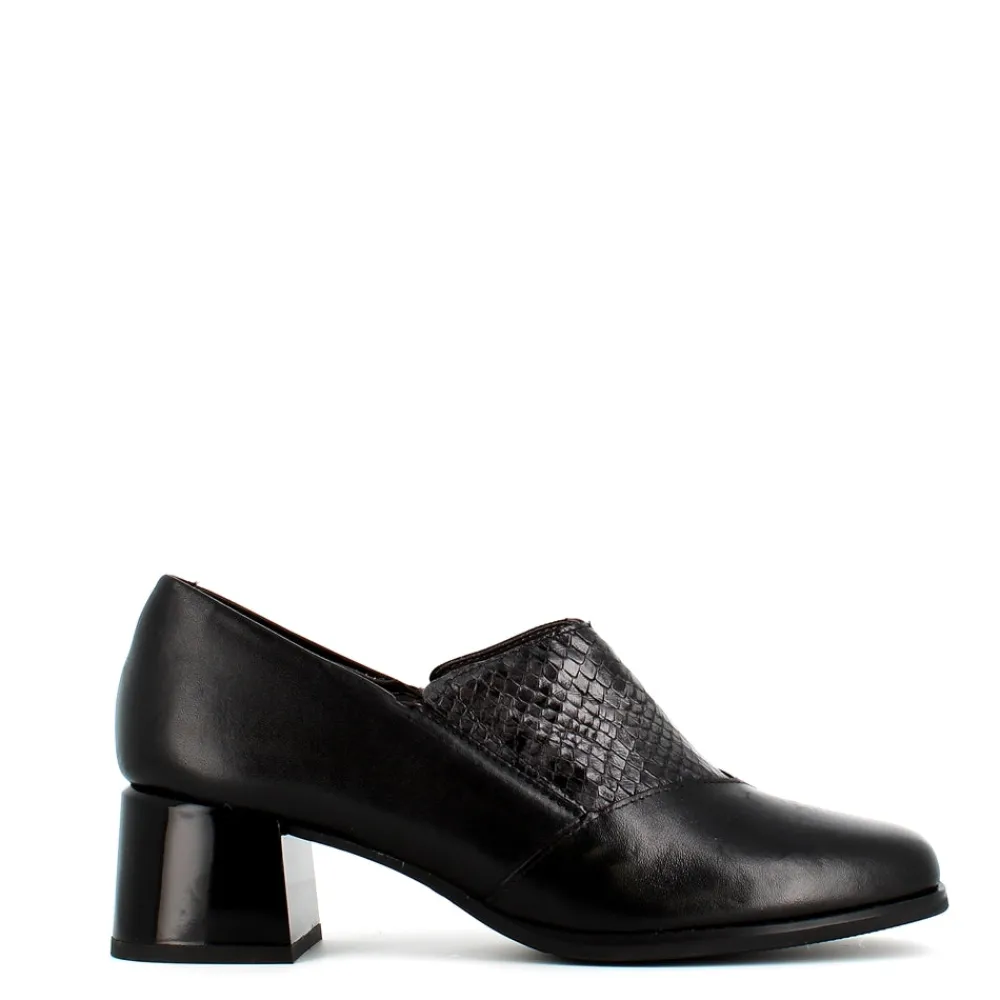Cinders Shoe Heaven Mid Heel*Pitillos High Cut Shoe With Block Heel Black