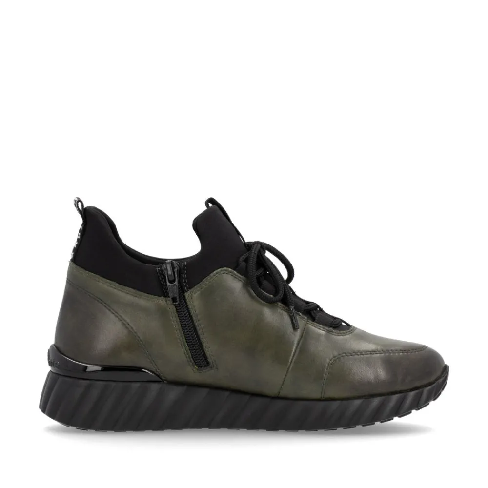 Cinders Shoe Heaven Trainers | Wedge*Remonte Casual Shoe Forest Leaf/Black