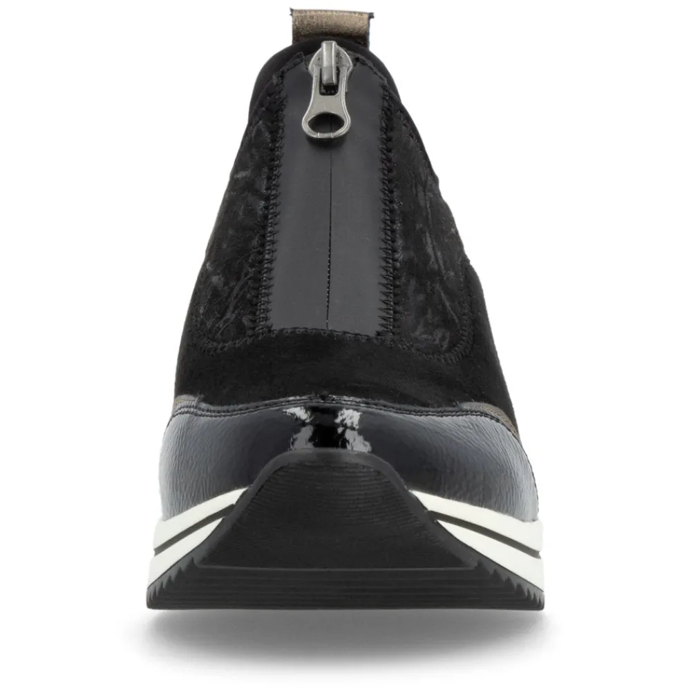 Cinders Shoe Heaven Trainers | Wedge*Remonte Casual Wedge Black Micro Print