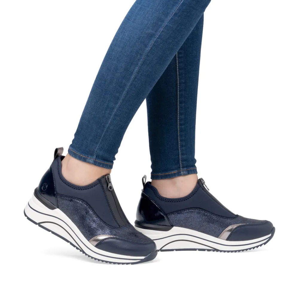 Cinders Shoe Heaven Trainers | Wedge*Remonte Casual Wedge Navy/ Old Silver