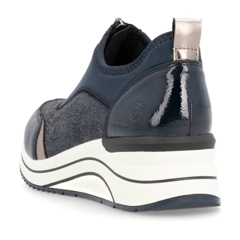 Cinders Shoe Heaven Trainers | Wedge*Remonte Casual Wedge Navy/ Old Silver