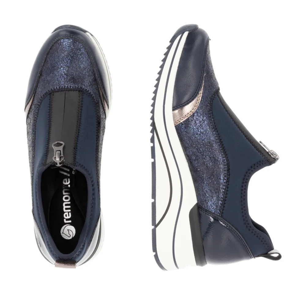 Cinders Shoe Heaven Trainers | Wedge*Remonte Casual Wedge Navy/ Old Silver
