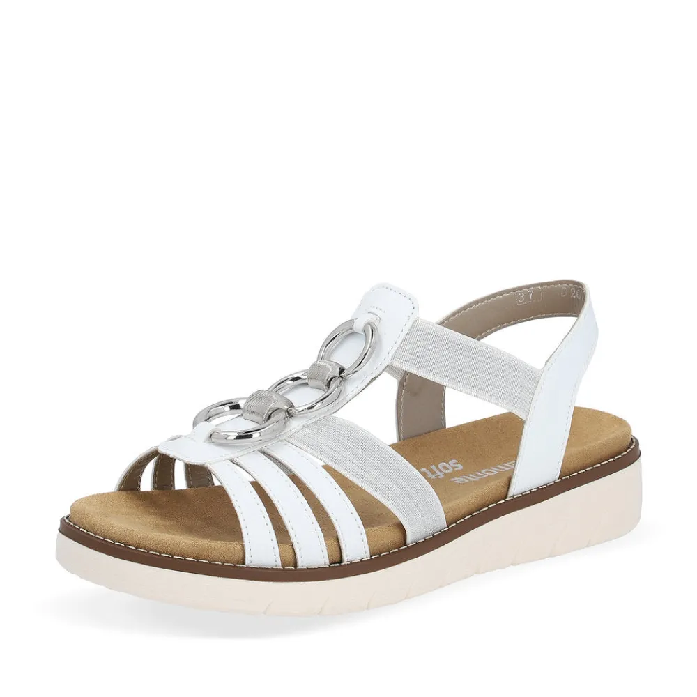 Cinders Shoe Heaven Wedge Sandals*Remonte Low Wedge Sandal White/Silver