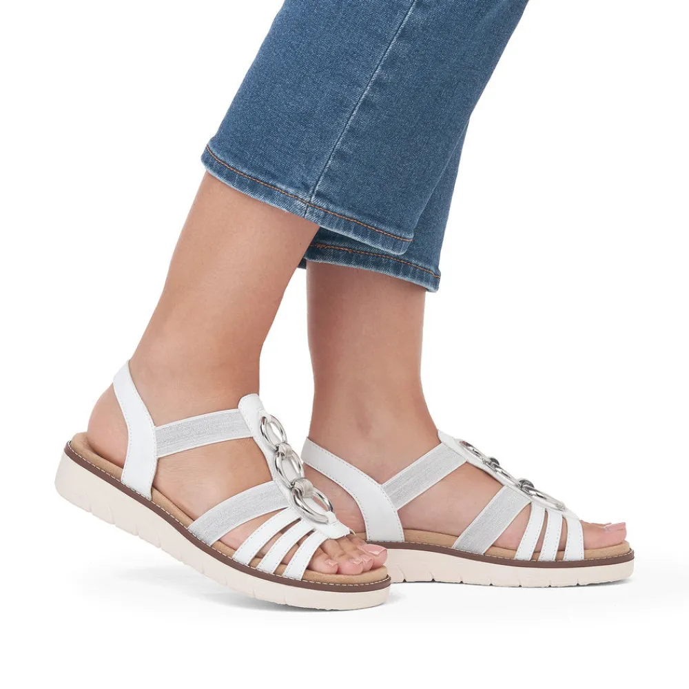 Cinders Shoe Heaven Wedge Sandals*Remonte Low Wedge Sandal White/Silver