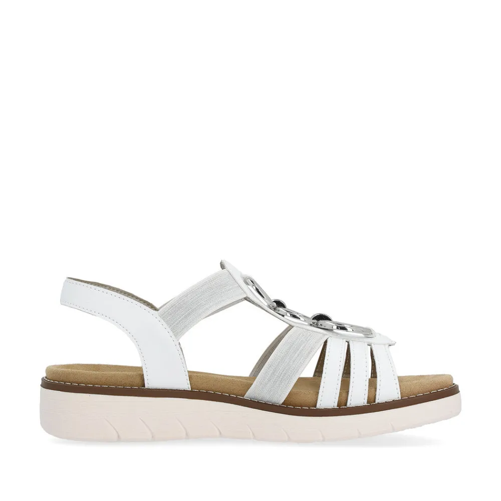 Cinders Shoe Heaven Wedge Sandals*Remonte Low Wedge Sandal White/Silver