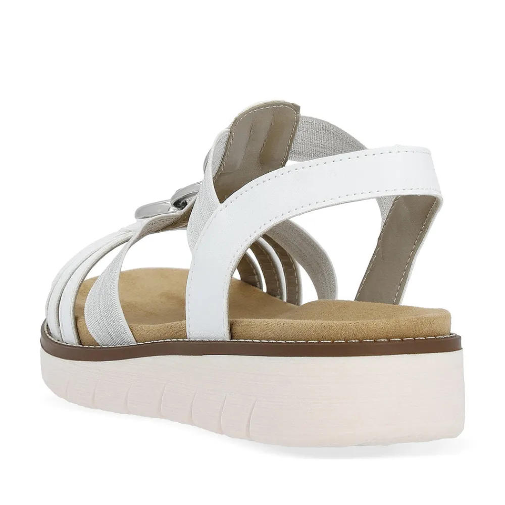 Cinders Shoe Heaven Wedge Sandals*Remonte Low Wedge Sandal White/Silver