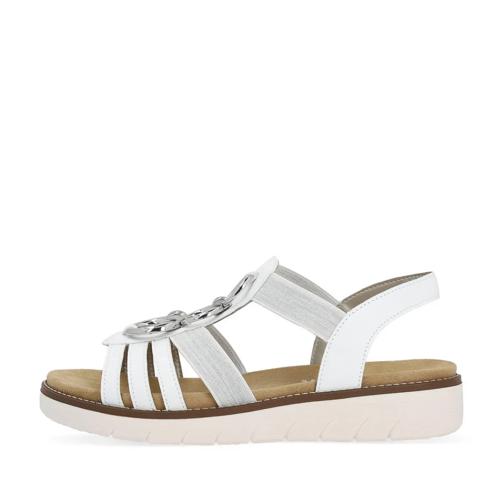 Cinders Shoe Heaven Wedge Sandals*Remonte Low Wedge Sandal White/Silver