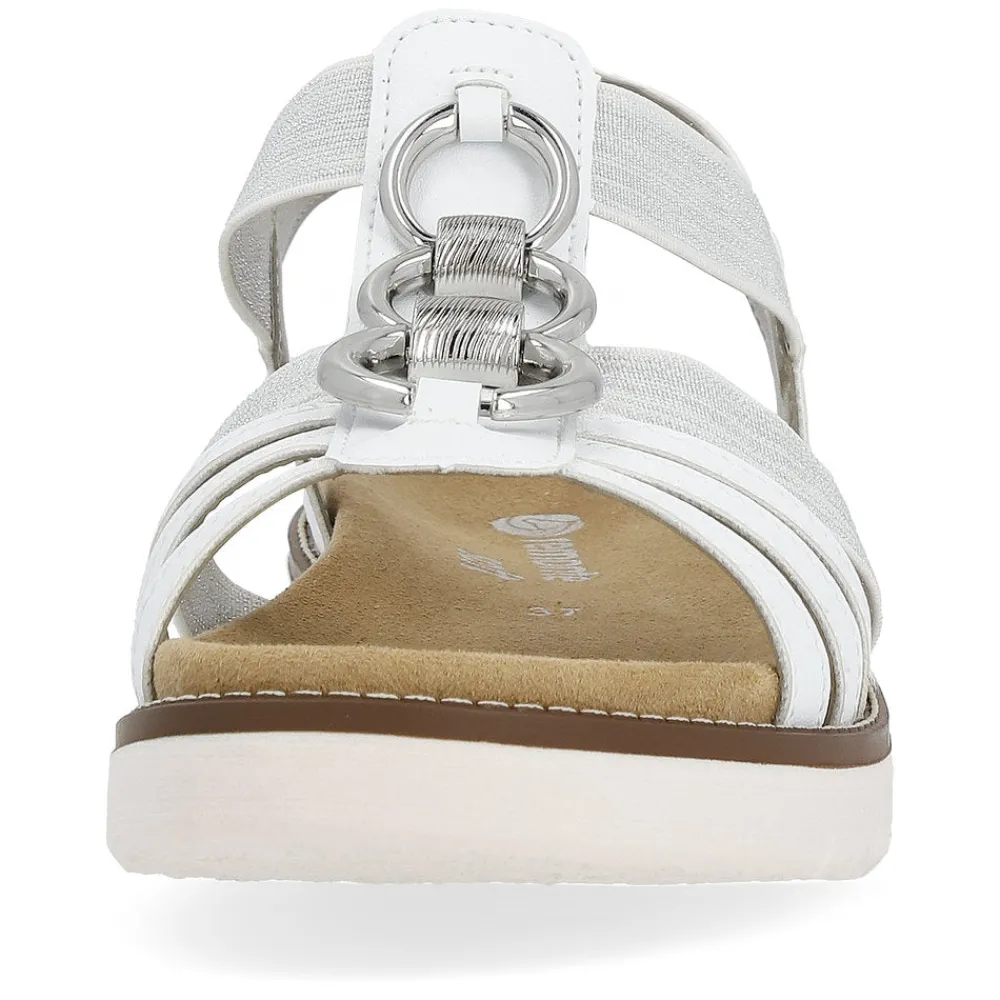 Cinders Shoe Heaven Wedge Sandals*Remonte Low Wedge Sandal White/Silver