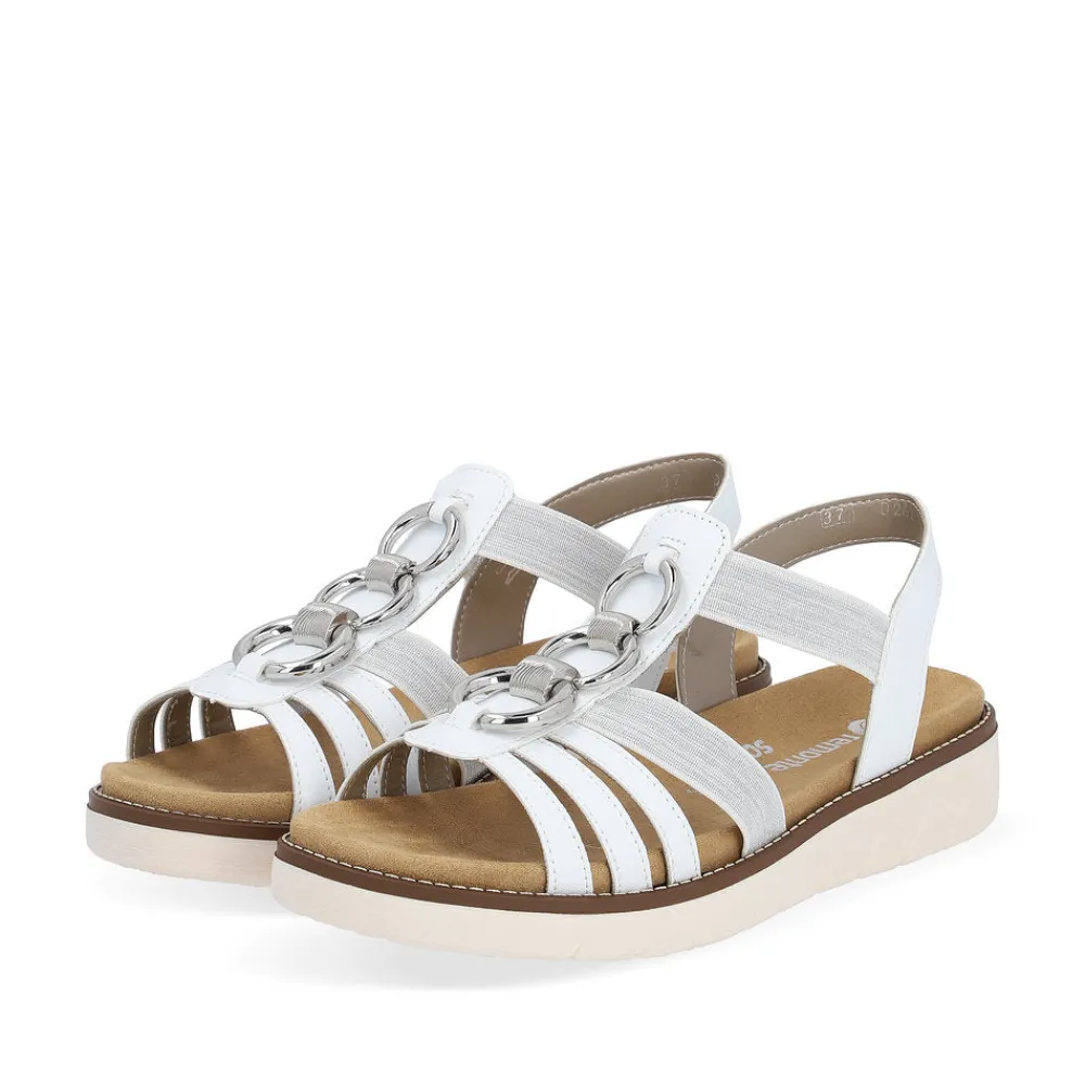 Cinders Shoe Heaven Wedge Sandals*Remonte Low Wedge Sandal White/Silver