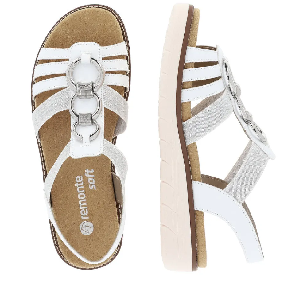 Cinders Shoe Heaven Wedge Sandals*Remonte Low Wedge Sandal White/Silver