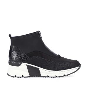 Cinders Shoe Heaven Casual Ankle | Ankle*Rieker Ankle Boot with Front Zipper Black