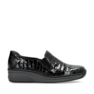 Cinders Shoe Heaven Wedge*Rieker Classic Shoe Black Patent