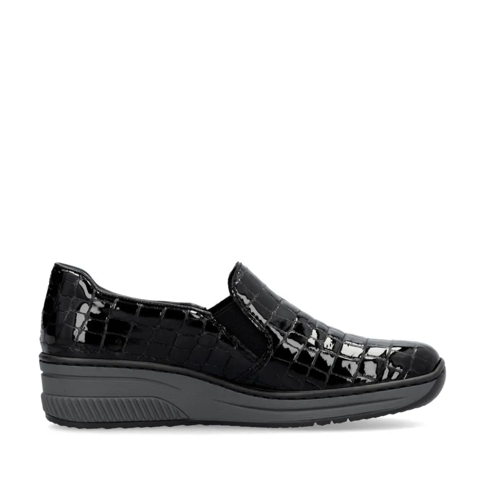 Cinders Shoe Heaven Wedge*Rieker Classic Shoe Black Patent