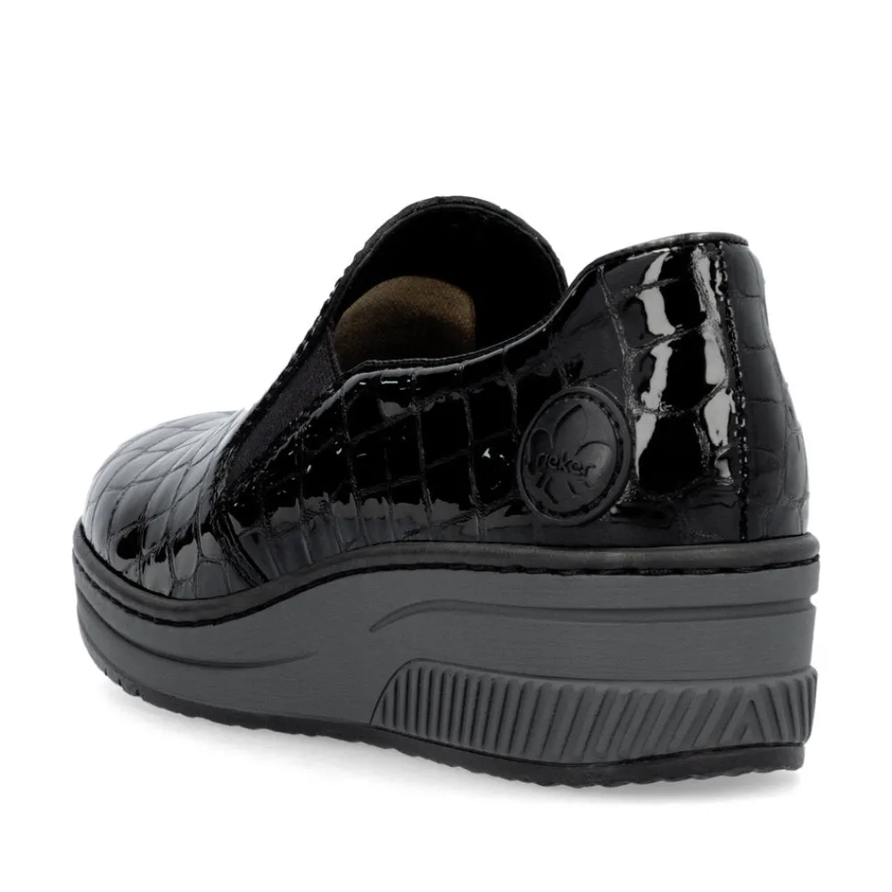 Cinders Shoe Heaven Wedge*Rieker Classic Shoe Black Patent
