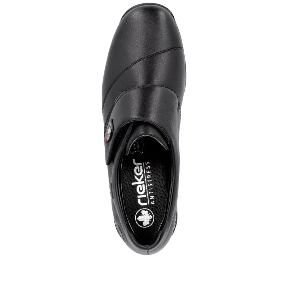 Cinders Shoe Heaven Wedge*Rieker Classic Velcro Shoe Black