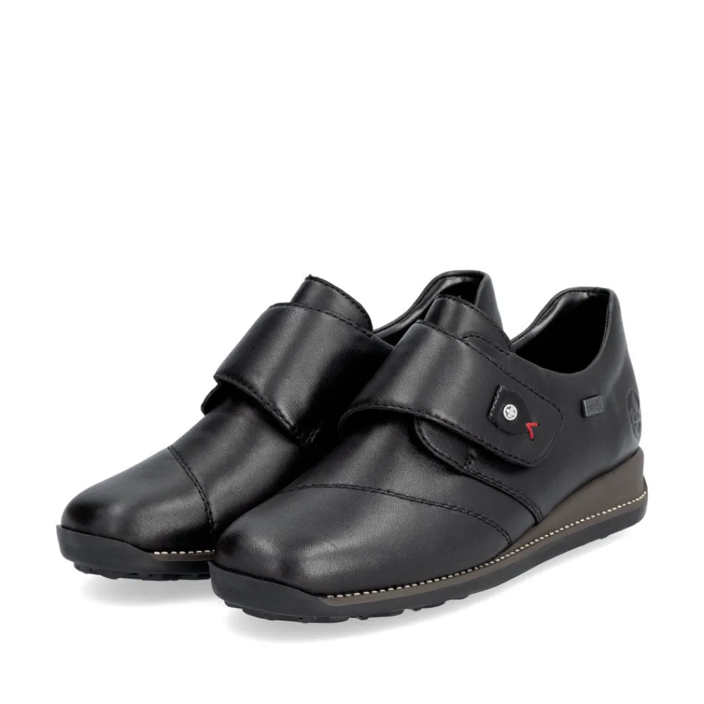 Cinders Shoe Heaven Wedge*Rieker Classic Velcro Shoe Black