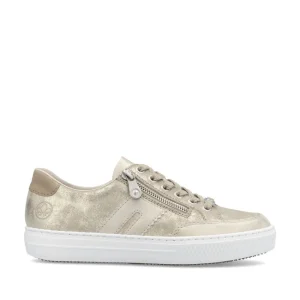 Cinders Shoe Heaven Trainers*Rieker Classic Zip Trainer Nude/ Light Gold