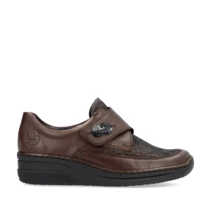 Cinders Shoe Heaven Wedge*Rieker Velcro Wedge Shoe Antique Brown