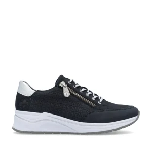 Cinders Shoe Heaven Trainers*Rieker Wedge Zip Trainer Navy