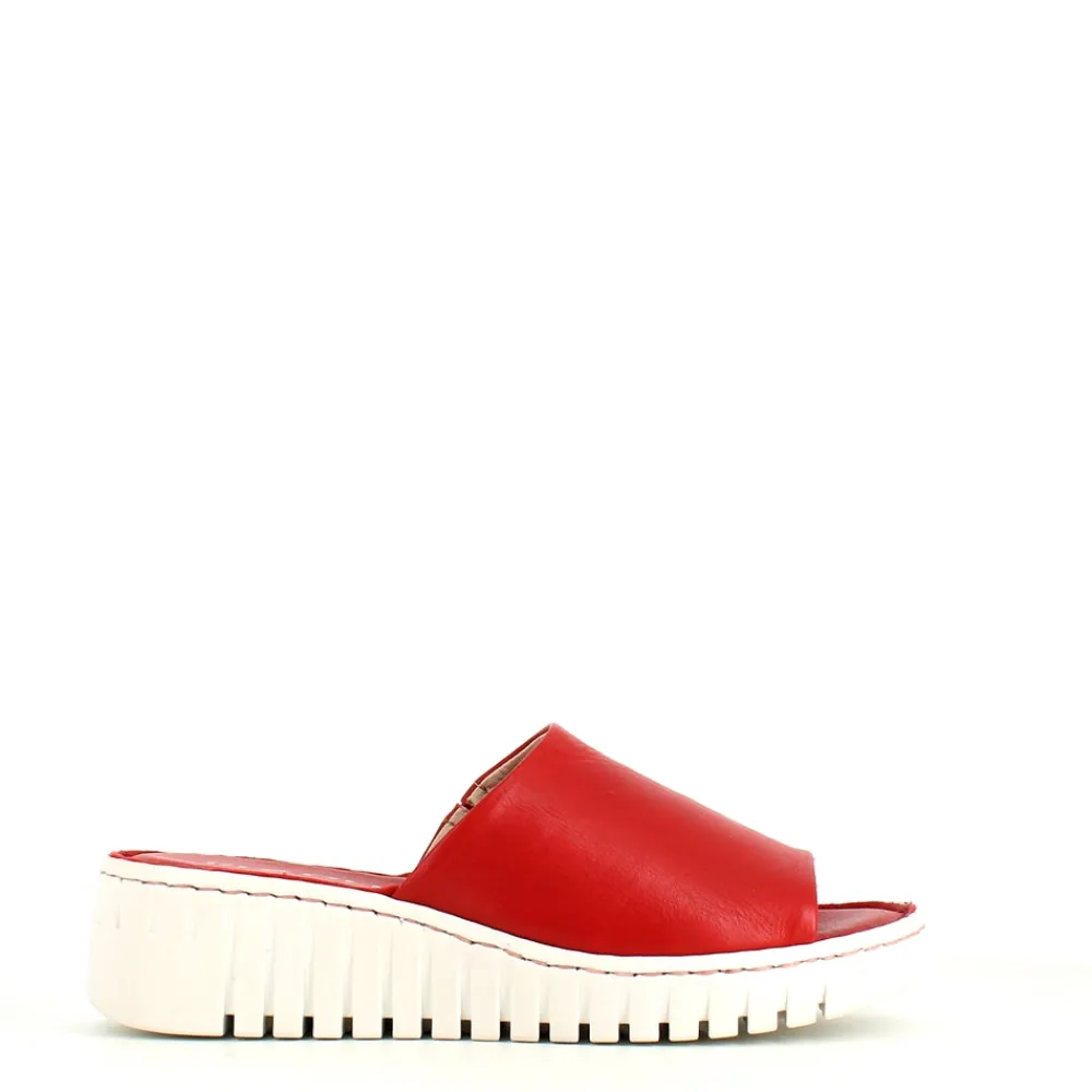 Cinders Shoe Heaven Wedge Sandals*Rizzoli Wedge Slide Red Leather