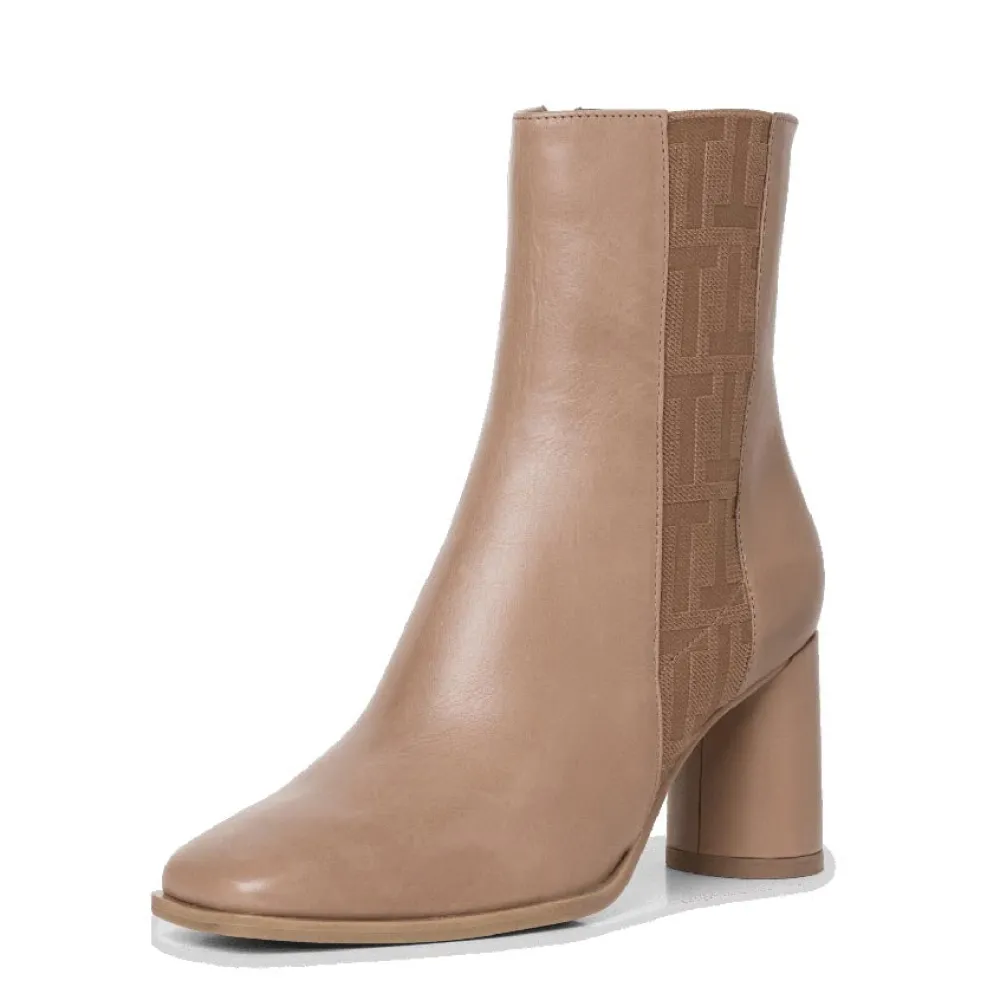 Cinders Shoe Heaven Ankle*Tamaris Classic High Heel Boot Logo Taupe