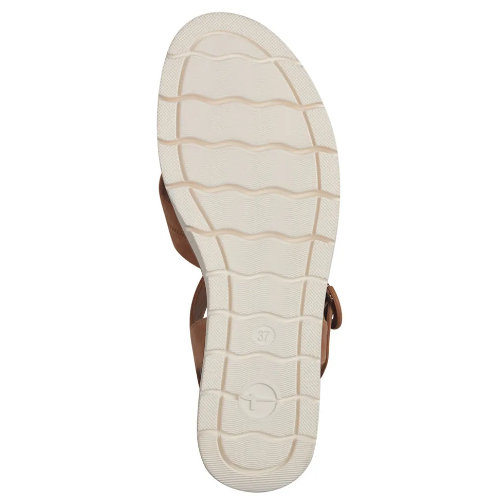 Cinders Shoe Heaven Wedge Sandals*Tamaris Strappy Leather Sandal Camel